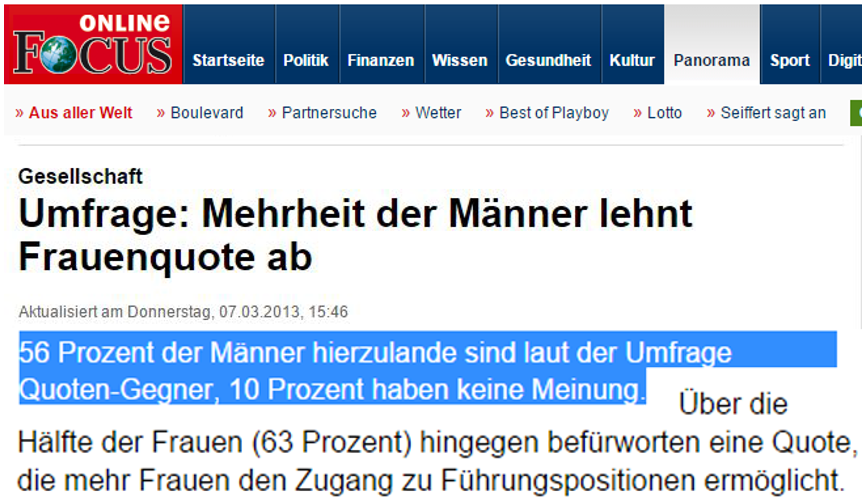 Umfrage Frauenquote