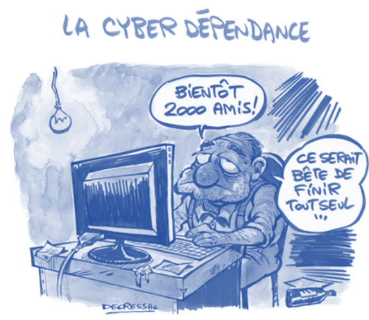 Caricature cyber-dépendance